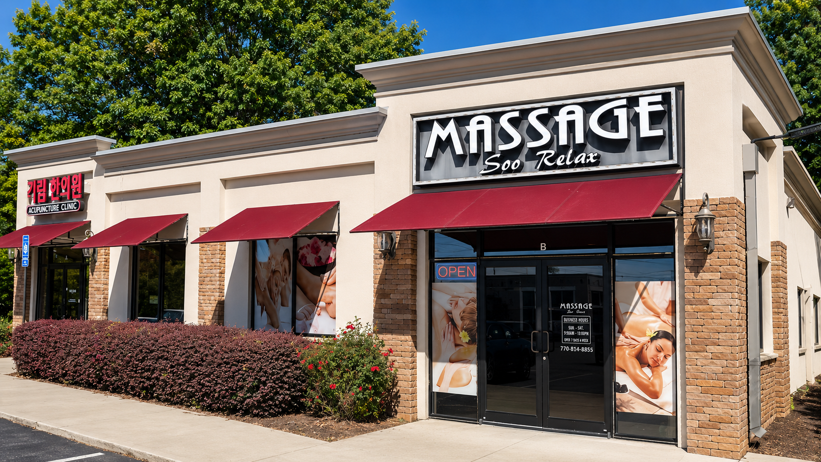 Exterior storefront of Soo Relax Massage in Duluth